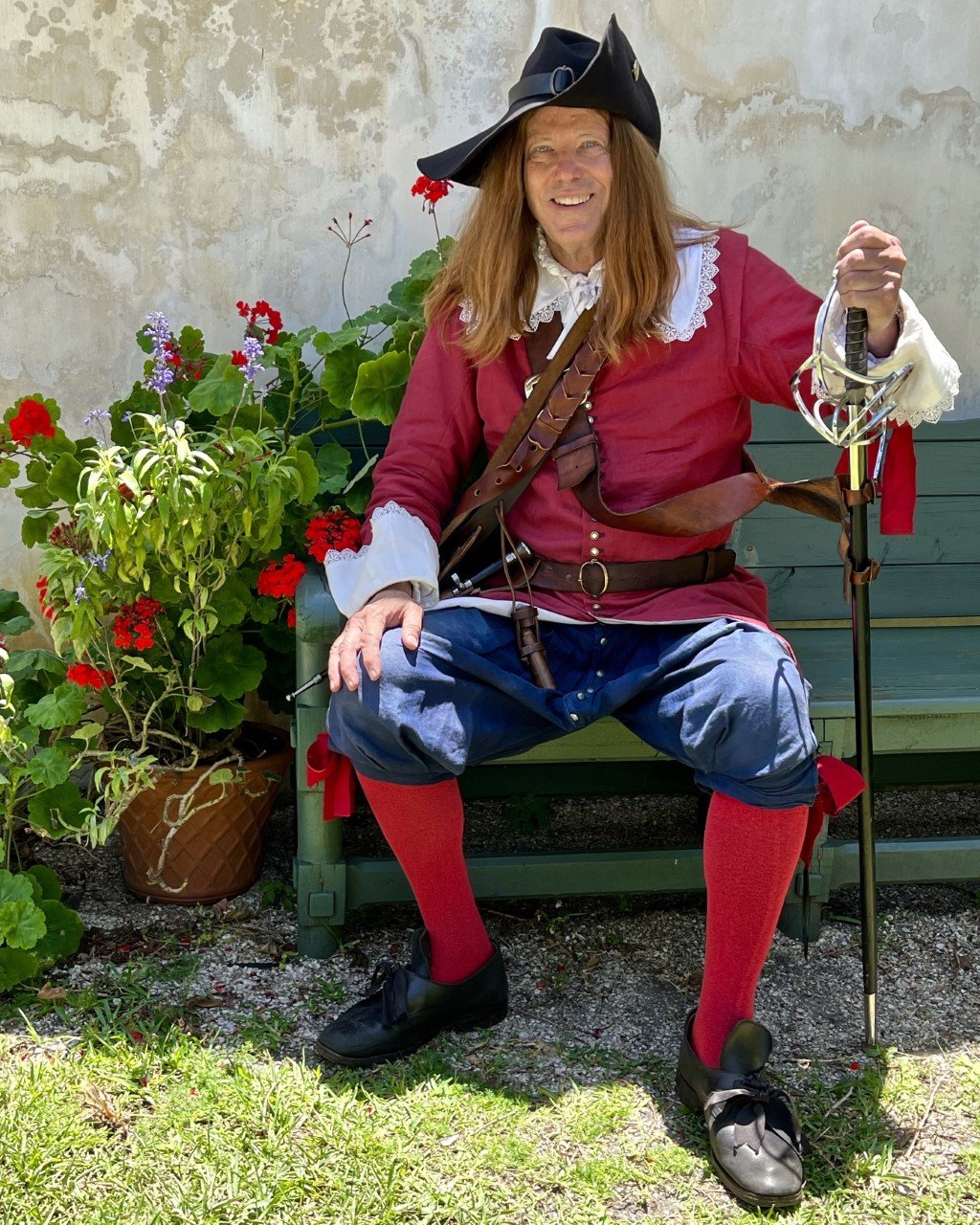 Jeff Jore is dressed as a Spanish soldier (musketeer) from the mid-17th century.